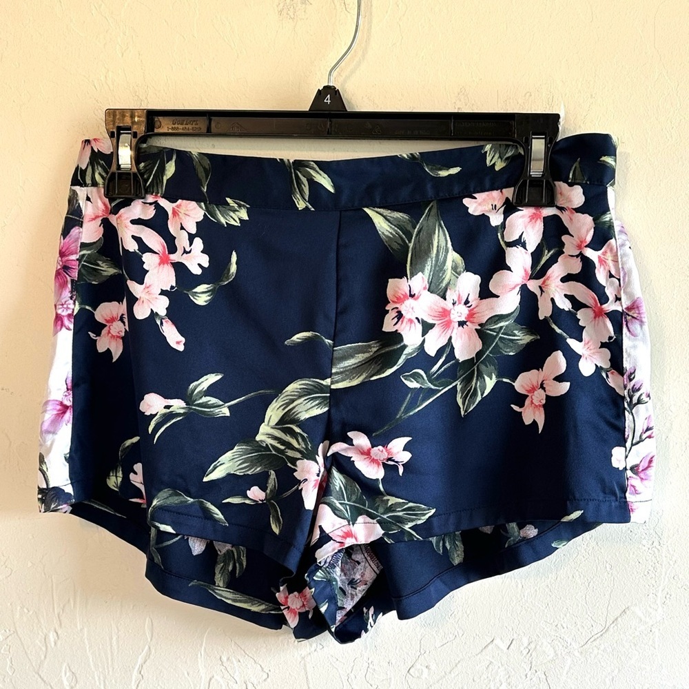 Victoria’s Secret Navy Floral High-Rise Satin Sleep Loungewear Shorts Sz S